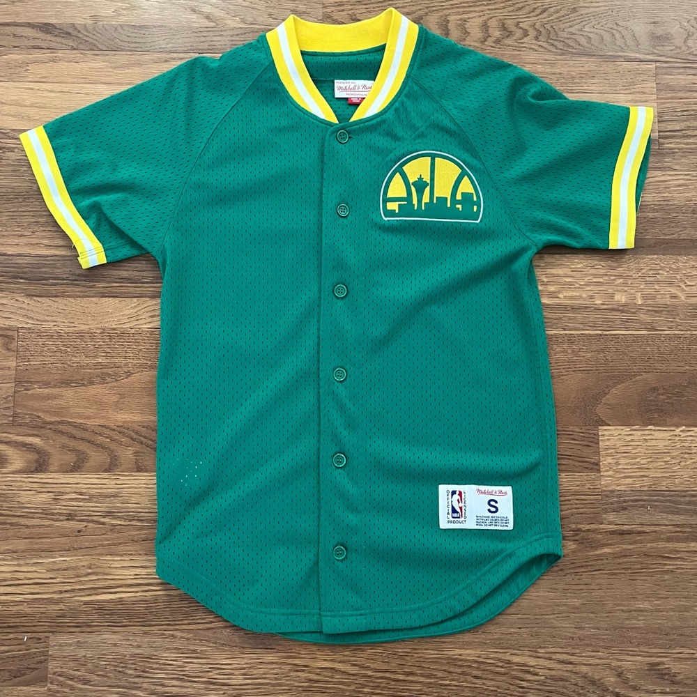 Mitchell & Ness Seattle Supersonics Baseball Jersey Sz S NBA